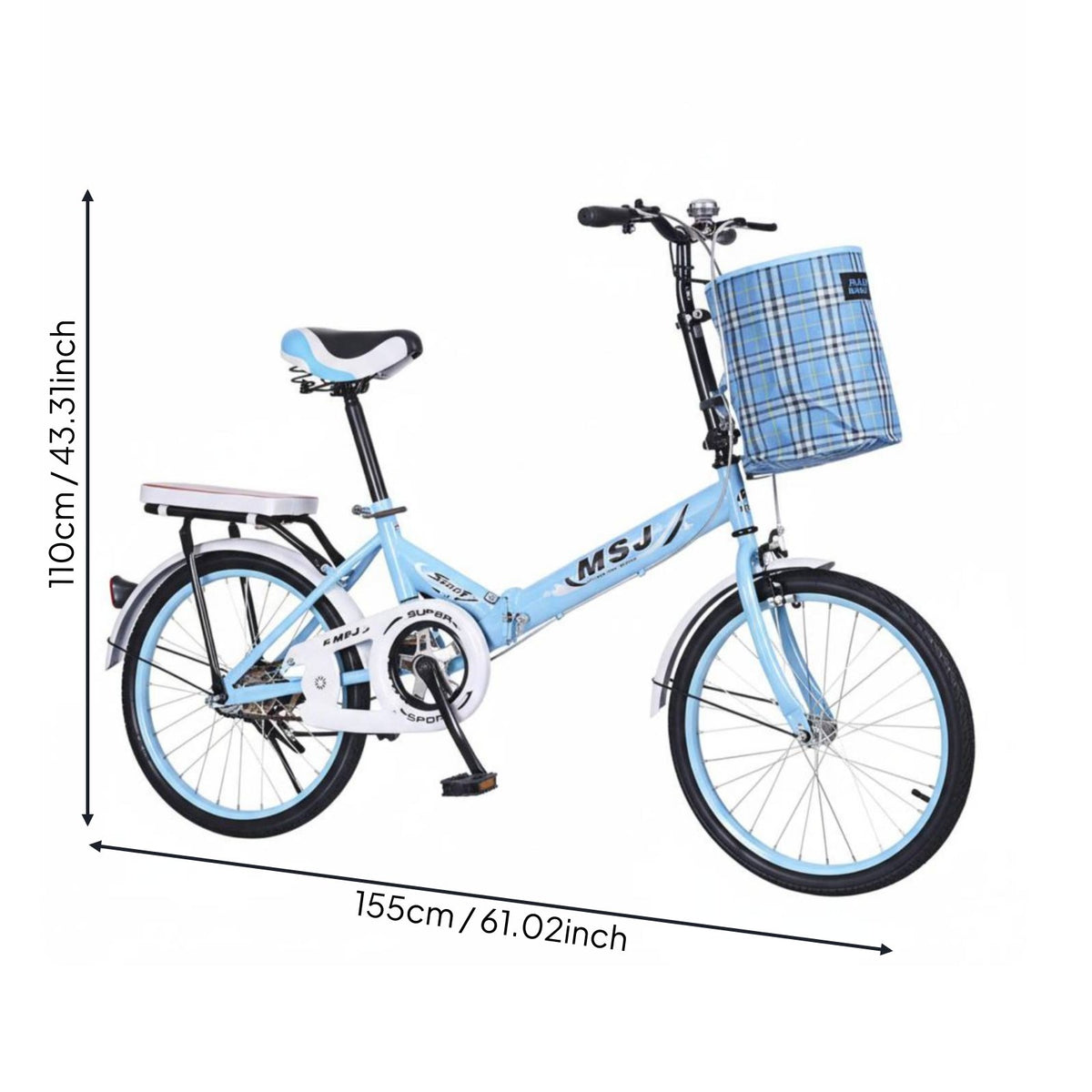 20-Inch Folding Bike Lightweight Single Speed Folding Bike for School Grounds