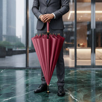 Classic 16 Rib Umbrella Heavy Duty Custom Print Umbrella Strong Wooden Handle Large for Corporate Events