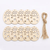 10pcs Wooden Easter Egg Ornaments Ready to Paint Unfinished Easter Egg Ornament Designs DIY Craft for Children, Crafters, Adults DIY Crafting Ornaments