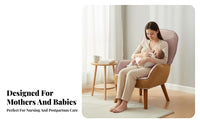 Ergonomic Support Upholstered Nursing Armchair Comfortable Cushioning Feeding Chair High-Back Design Nursery Furniture Soft Upholstery for Postpartum Women, New Mothers, Parents, Bedroom, Living Room, Office