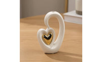 Ceramic Heart Sculpture Elegant Ceramic Heart Ornament Glossy Tabletop Ornament for Entryway Table, Bookshelf, Desk