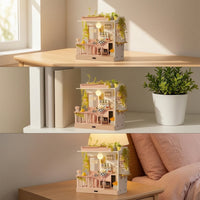 DIY Miniature House Kit Pink Themed Miniature Dollhouse Kit Cozy Model for Hobbyists