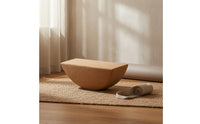 Flat Top Half-Moon Mind-Body Practice Incline Rounded Underside Curved Cork Block Natural Wood Color Crescent Mind-Body Practice Block Ergonomic Shape for Stretching