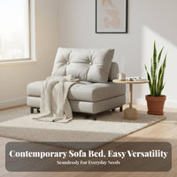 Japanese aesthetic Armless Single Pull-extendable Bed Space-Saving Sleeper Sofa VersatileFunction transformable Couch plush Cushions for Apartment Dwellers, Young Adults, Students, Small Spaces, Guest Room, Office