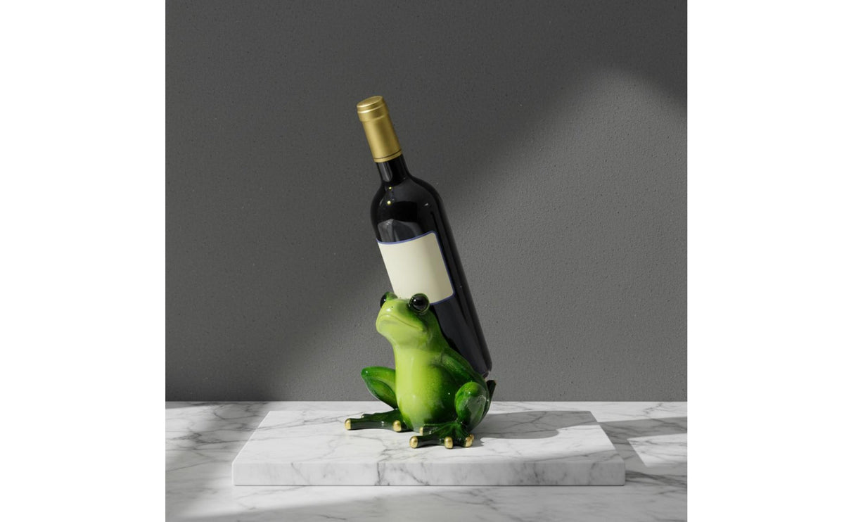 Frog Beverage Bottle Holder Decorative Resin Frog Sculpture Creature Figurine Beverage Stand Funny Home Decor Sturdy