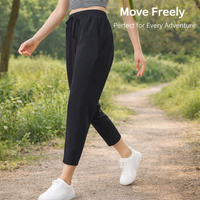 Ladies Trousers with Elasticated Waist for Women, Loose Fit Joggers for Running and Gym, Breathable Cuffed Ankle Design