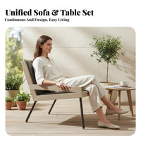 Weather-Resistant Woven Wood Frame Seating Set Water pads Outdoor Furniture Zippered pad protective stratums Patio Lounge Group Modern Stylish Appearance for Business Owners, guest services Managers, Garden, Balcony, Terrace, Backyard