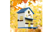 Birdhouse Feeder with Bowls Decorative Hanging Birdhouse Outdoor Hanging Bird Feeder for Gardeners, Backyard, Patio