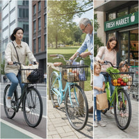Metal Bike Basket with Lid Wire Grid Heavy Duty Rectangular for Cyclists, Commuters, Grocery Shopping, Daily Commuting