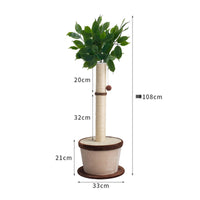 Artificial Leaves Feline Scratching Post Hanging Ball Toy Sisal Scratching Post Beige Trunk Tree Feline Scratcher Round Base