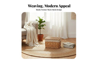 Lidded Wicker Basket Handwoven Design Household Storage Removable Liner