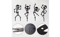 4 Pieces Dancing Skeleton Garden Stakes Black Skeleton Silhouettes with Stakes