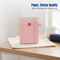 A6 Mini Pocket Notebook, Thick Notepad, Faux Leather Cover, Pen Holder, Multi-Color, 96 Pages