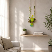 Woven Parrot Swing Decor Easy to Hang Green Parrot Hanging Ornament Colorfast