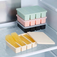 Baby Food and Silicone Ice Tray with Lid for Easy Release, Food Grade Rectangular Cube Tray for Homemade Ice, Single Pack with Lid Included