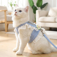 Cat Harness and Leash Set with Dress Tie Design, Polyester Adjustable Kitten Harness for Small Cats, Outdoor Walking Kitten Leash