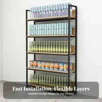 Adjustable Shelves Double-Sided Island Shelf Thickened Steel Frame Double Sided Display Rack Heavy Duty Multi-Layer Convenience Retail Shelf Reinforced Construction for Retailers, Supermarkets, Snack Shop, Grocery Retail S