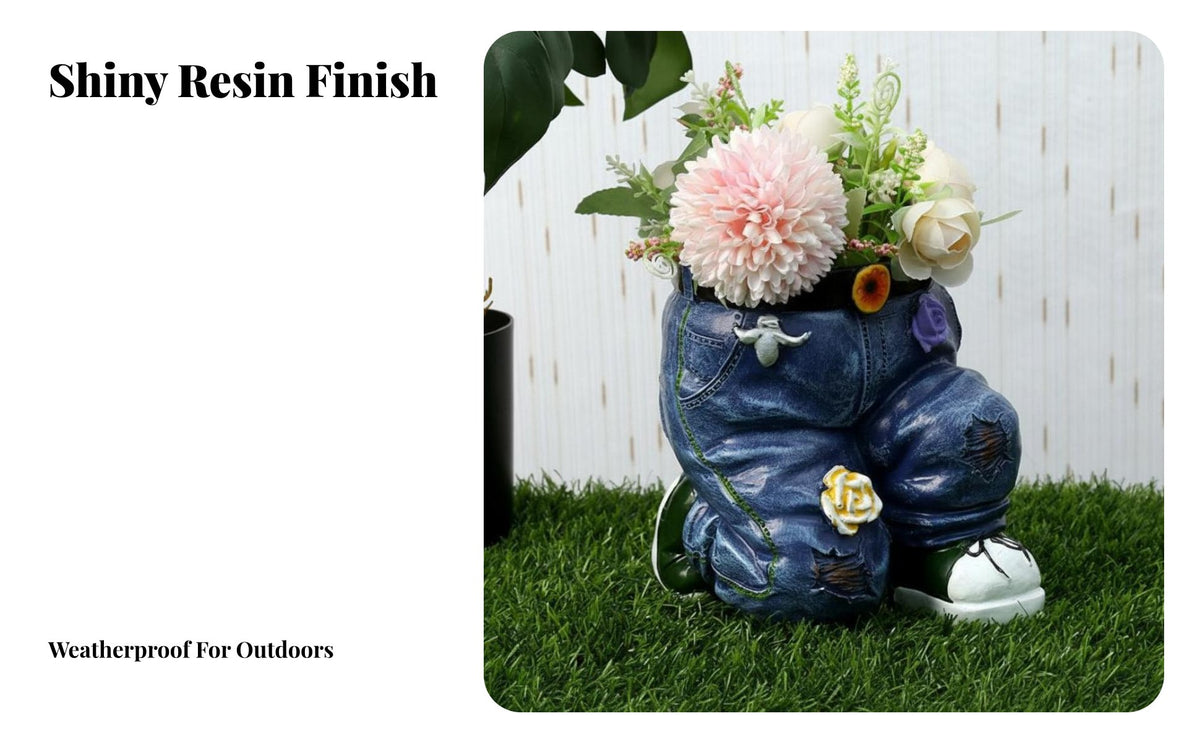 Jeans Flower Pot Decorative Denim Pants Planter Versatile Decoration Denim Jeans Flower Pot for Balcony, Patio, Desktop