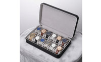 PU Leather Watch Case with 12 Slots Dust-Proof Watch Box with 12 Slots Zip-Around Organizer Hard-Shell for Enthusiasts, Dresser, Travel, Showroom