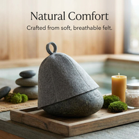 Sauna Cap Steam Room Accessory for Men Women, Bath Hat for Steam, Ergonomi Sauna Cap, Heat Insulation, Grey