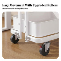 Mobile with Wheels Foldable Rolling Bookshelf Space-Saving 3-Tier Collapsible Trolley Large Storage Capacity Utility Trolley Multi-Functional for Office Workers, Homeowners, Study Room, Classroom, Bedroom, Kitchen