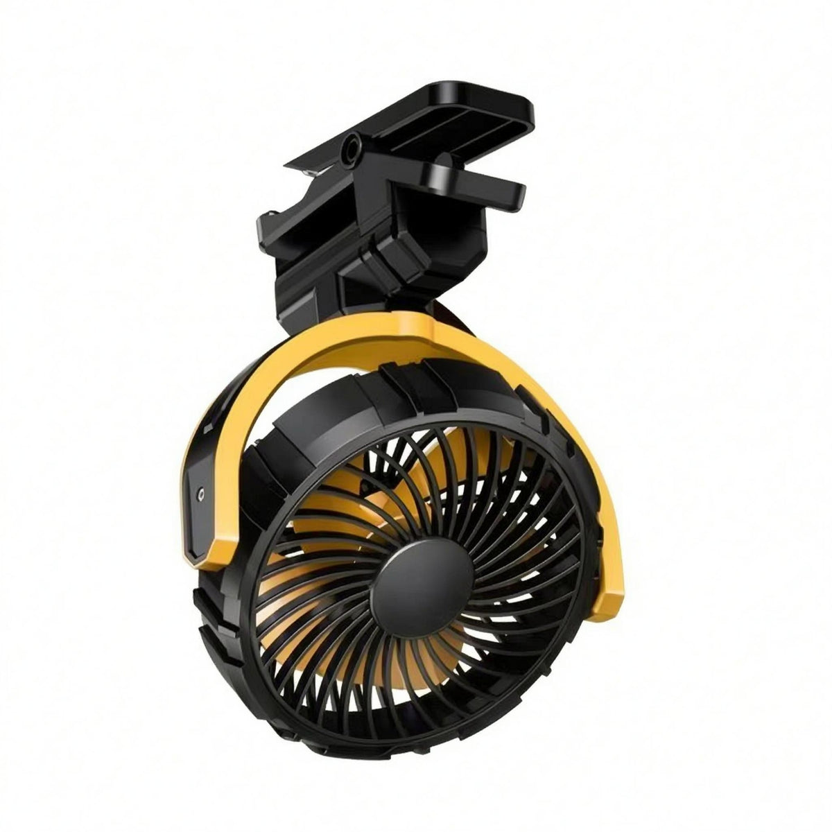 900-Degree Adjustable Rechargeable Clamp-on Fan 3-Speed Clamp-on Car Fan Pivoting Head Cooling Gadget Cordless
