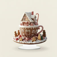 Acrylic Ornament with Stand Festive Gingerbread House Cozy for Desk, Entry Table