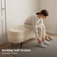Hidden Storage Lidded Sherpa Entryway Bench Multi-Functional Household Furniture Comfortable Padded Seat Home Furnishing Minimalist Design for homeowners, Apartment Dwellers, Families, Fitting Room, full-length Closet, Bedroom