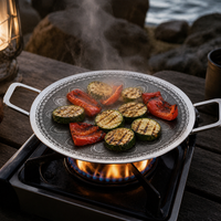 Outdoor 316L Stainless Steel BBQ Grill Pan for Camping and Home Use, Non-Stick Induction Cooker Compatible