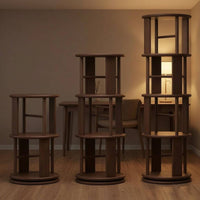 360 Degree Bookcase Solid Wood 360 Degree Book Shelf Revolving Storage Rack Space Saving Floor Standing Book Rack Stable Base