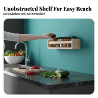 Puncheffortless Installation Wall-Mounted Seasoning Rack Space-Saving Wall-Mounted Seasoning Ledge Set Rustic Design Kitchen Organizer Easy Reach for Home Cooks, Cooking Enthusiasts, DIY Decorators, Pantry, Bathroom, Away Fromice, Living Room