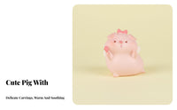 Cute Pig Statue Adorable Design Ornament Decorative Cartoon Pig Figurine for Kids, Girls, Car Dashboard, Office, Nursery