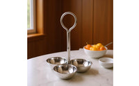 Stainless Steel 3 Tier Fruit Bowl Stand Polished Silver Snack Rack Standing Frame Candy Bowl Stand Central Handle for Party, Dining Table
