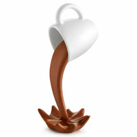 Levitating Coffee Cup Sculpture Novelty Pouring Coffee Cup Ornament Artistic Desk Ornament for Display Shelf