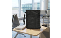 Black Book Sleeve with Front Pocket Soft Book Sleeve with Wrist Strap Slim Reading Accessory Rectangular for Travel, School
