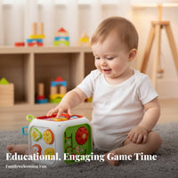 Baby-Friendly Design 9-Sided Interactive Cube Lights and Sounds Multi-Sided Play Hub Early Development Toy for Toddlers, Infants, Parents, Playroom, Nursery, Daycare, Indoors