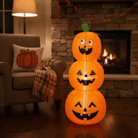 Inflatable Pumpkin Stack Freestanding Jack-O'-Lantern Yard Decoration Pumpkin Stack Eye-Catching Stacked Pumpkins Lightweight