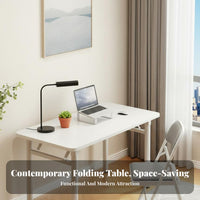 Easy to Stow Foldable Computer Desk Minimalist Design Folding Desk Installation-No-Cost Foldable Writing Table Multi-Purpose for Students, Telecommuting Workers, Apartment Dwellers, Dorm Room, Bedroom, Home