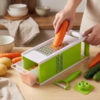 Multifunctional Vegetable Slicer with Container, Modern Vegetable Grater Made of 430 Stainless Steel, 4-Sided for Julienne, Slicing, Shredding, Chopping