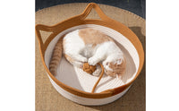 Woven Cat Bed Round Rope Cat Bed Pet Basket Shallow Handwoven for Cats, Floor, Living Room