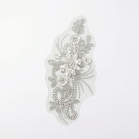 Embroidered Applique Floral Beaded Applique Mesh Ornament with Beads Decorative Trim 3D for Dressmakers, Necklines
