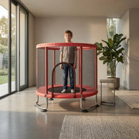Handrail Kids Indoor Trampoline 360° Enclosure Jumping Frame for Children, Indoors