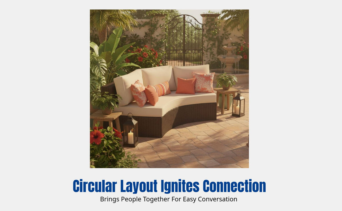 Outdoor Round Sofa Set, Aluminum Alloy Waterproof Patio Lounge Chair, Garden Villa Furniture