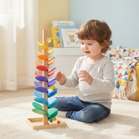 Multicolored Wooden Music Tree with Balls Educational Musical Marble Tree Sensory Wooden Ball Drop Toy Sturdy for Toddlers, Preschool