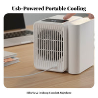 USB Water Cooling Fan Low Noise Mini Desk Air Chiller Humidifies USB Air Chiller for Office Workers, Students, Dorm Room, Bedroom