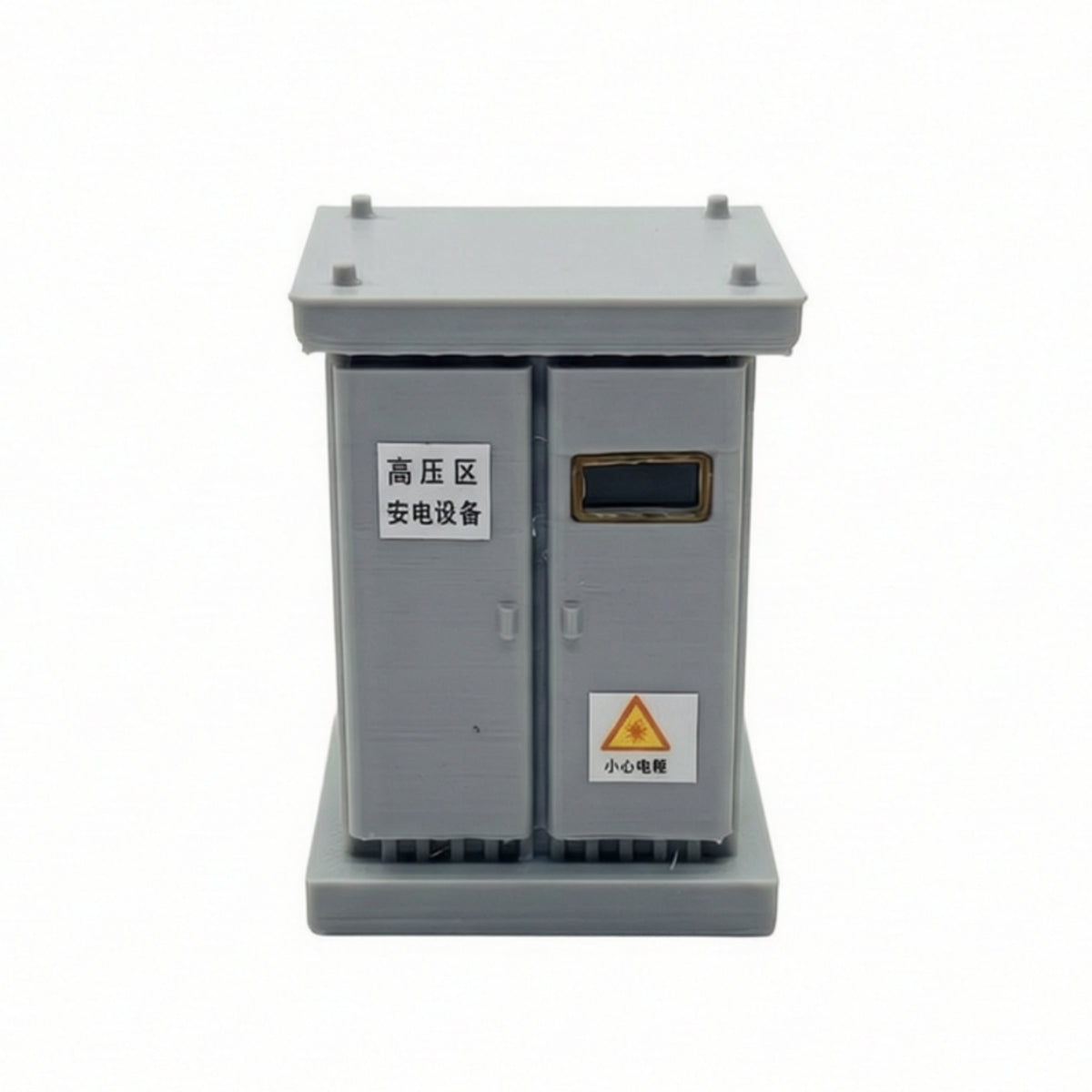 Industrial Miniature Transformer Box Compact Utility Cabinet Ribbed Scenery Grey for Dioramas