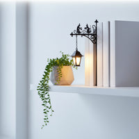 Clamp-on Bookshelf Ornament with Lantern Wrought-Iron Hanging Lantern with Bracket Antique-Inspired Display Lamp Ambient for Reading Corner