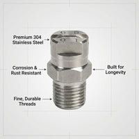 Spray Tip 4BSPT Male Thread, 304 Stainless Steel Industrial Spray Nozzle, Flat Tip, High Pressure Wash Nozzle, Cleaning Nozzle for Industrial Cleaning