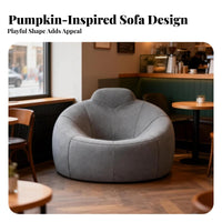 Nordic aesthetic Pumpkin-Shaped Sofa Statement Piece Upholstered Armchair Creative Design Accent Chair Small Space Solution for Apartment Dwellers, Business Owners, Reception Area, Hotel Lobby, perusing alcove, Bedroom