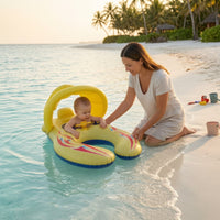 Sunshade Parent-Child Pool Inflatable with Canopy Inflatable Mother-Child Swim Floater Sunsun-Blocking Mommy Baby Pool Inflatable Thickened for Toddlers, Parents, Water Park